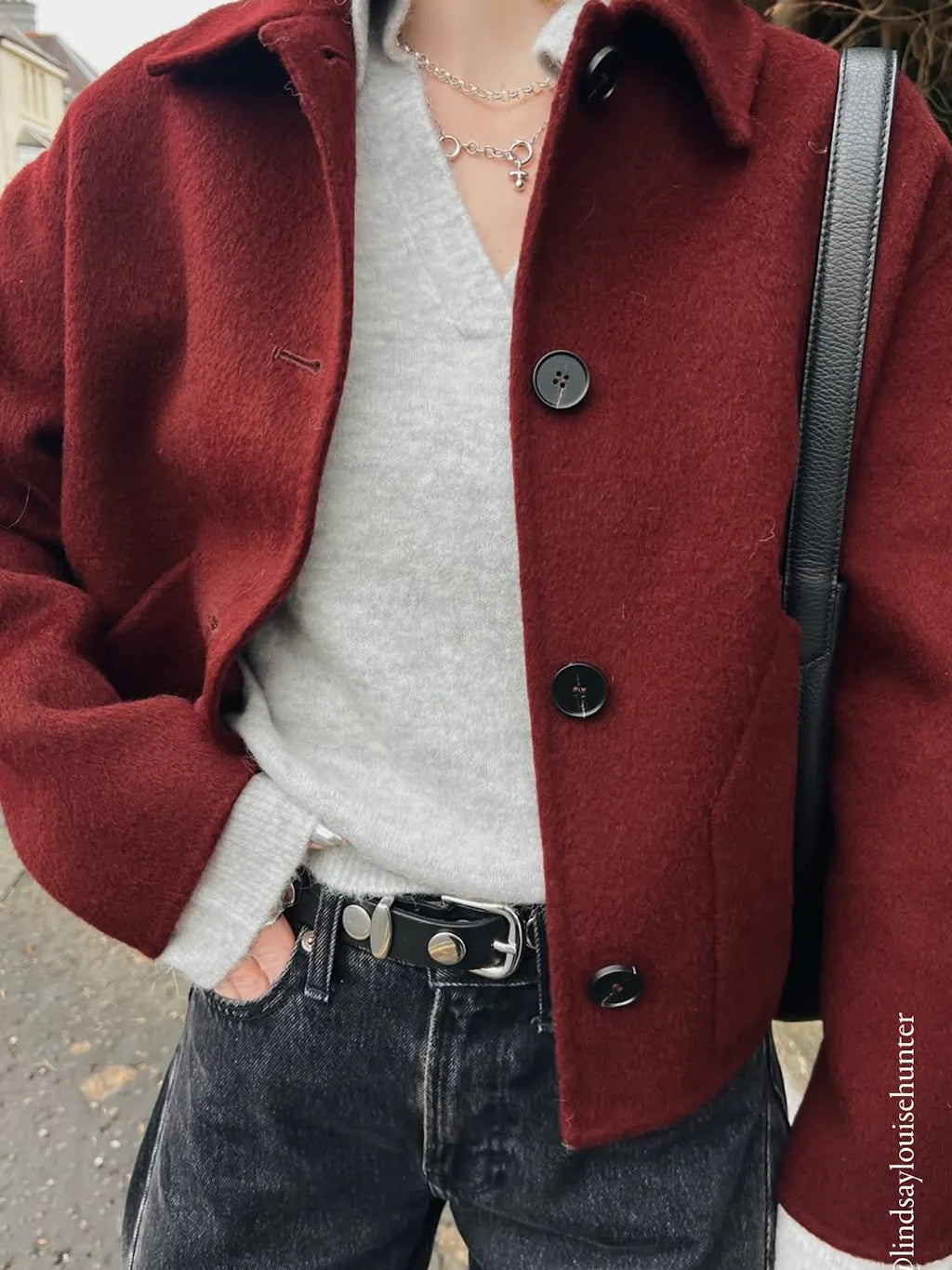 Pure Wool Double Faced Jacket - Deep Wine