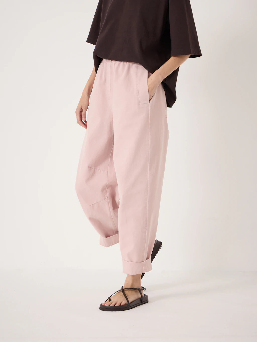 Jack Barrel Leg Pull On Trousers - Pale Pink