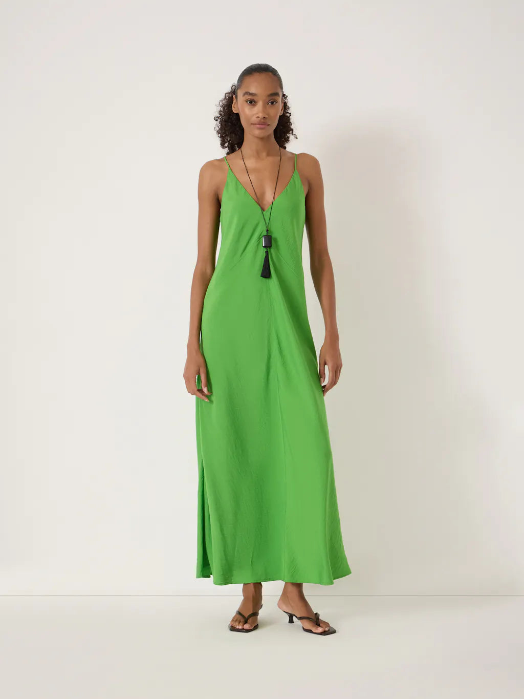 Pea green maxi dress.