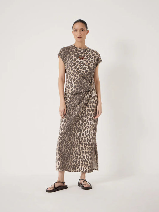 Leopard print midaxi dress.