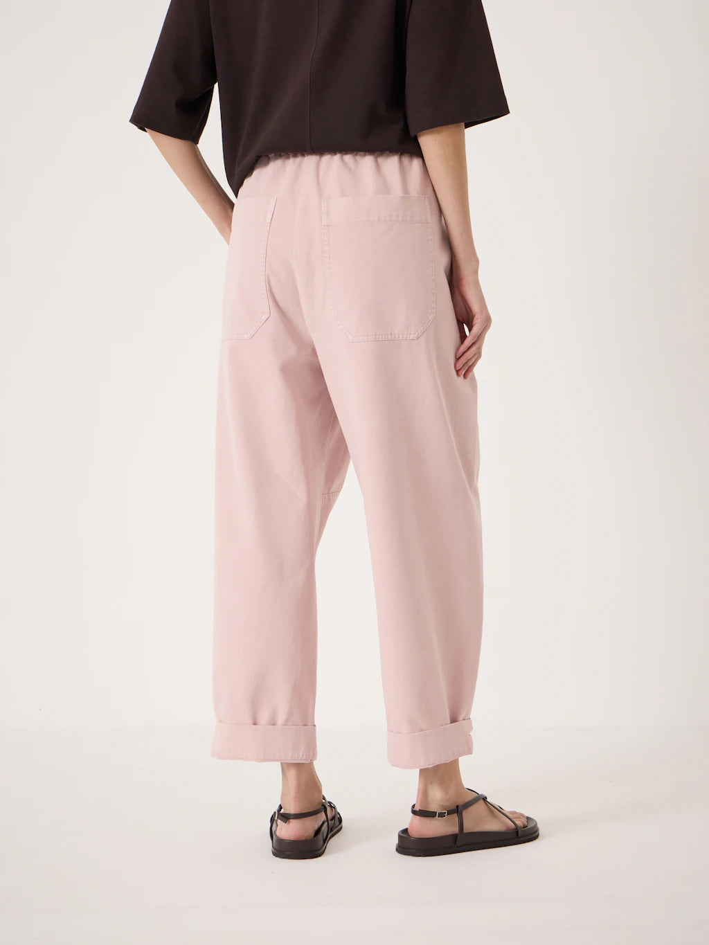 Jack Barrel Leg Pull On Trousers - Pale Pink