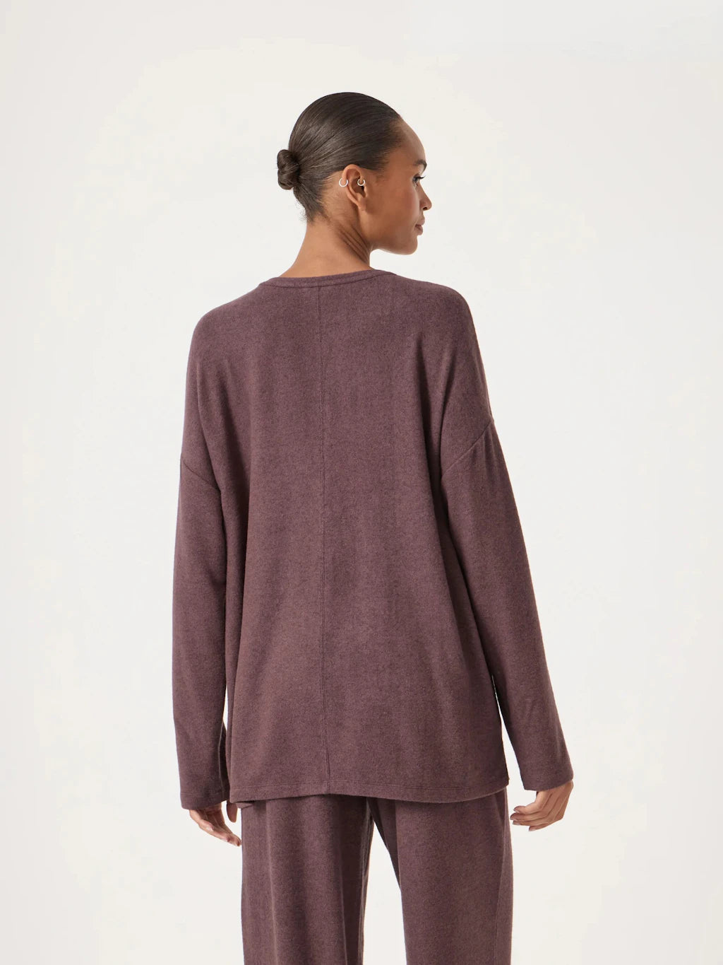 Gillian Supersoft V Neck Top - Chocolate Melange