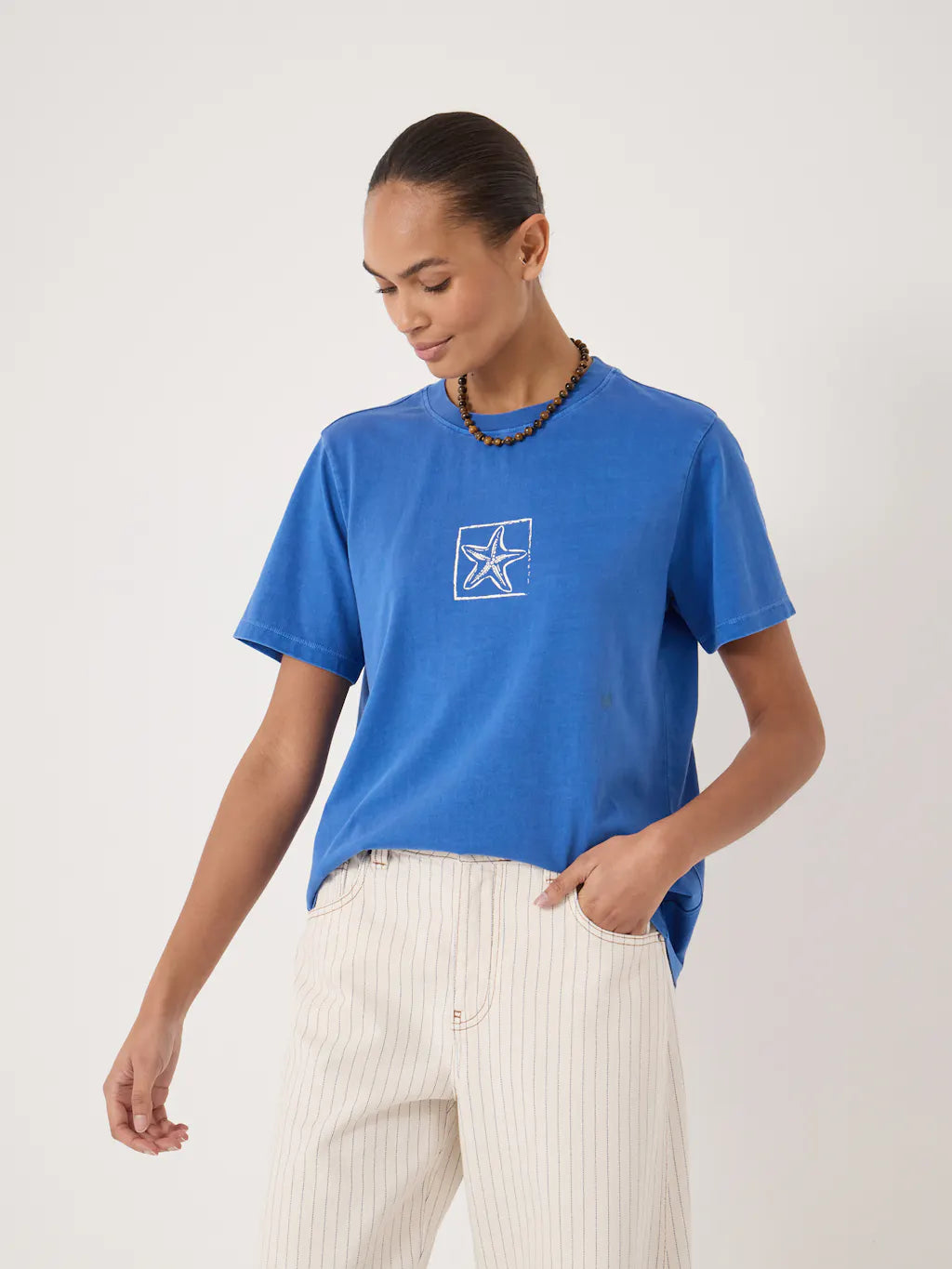 Bright blue cotton T-shirt