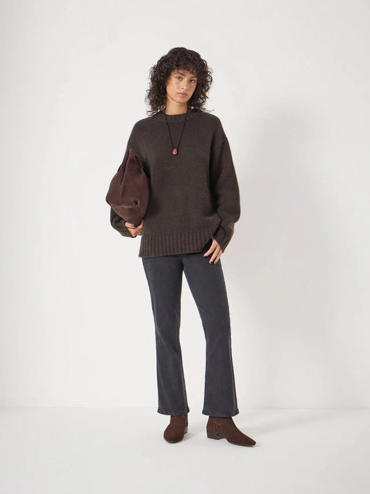Cora Longline Chunky Cashmere Jumper - Dark Brown