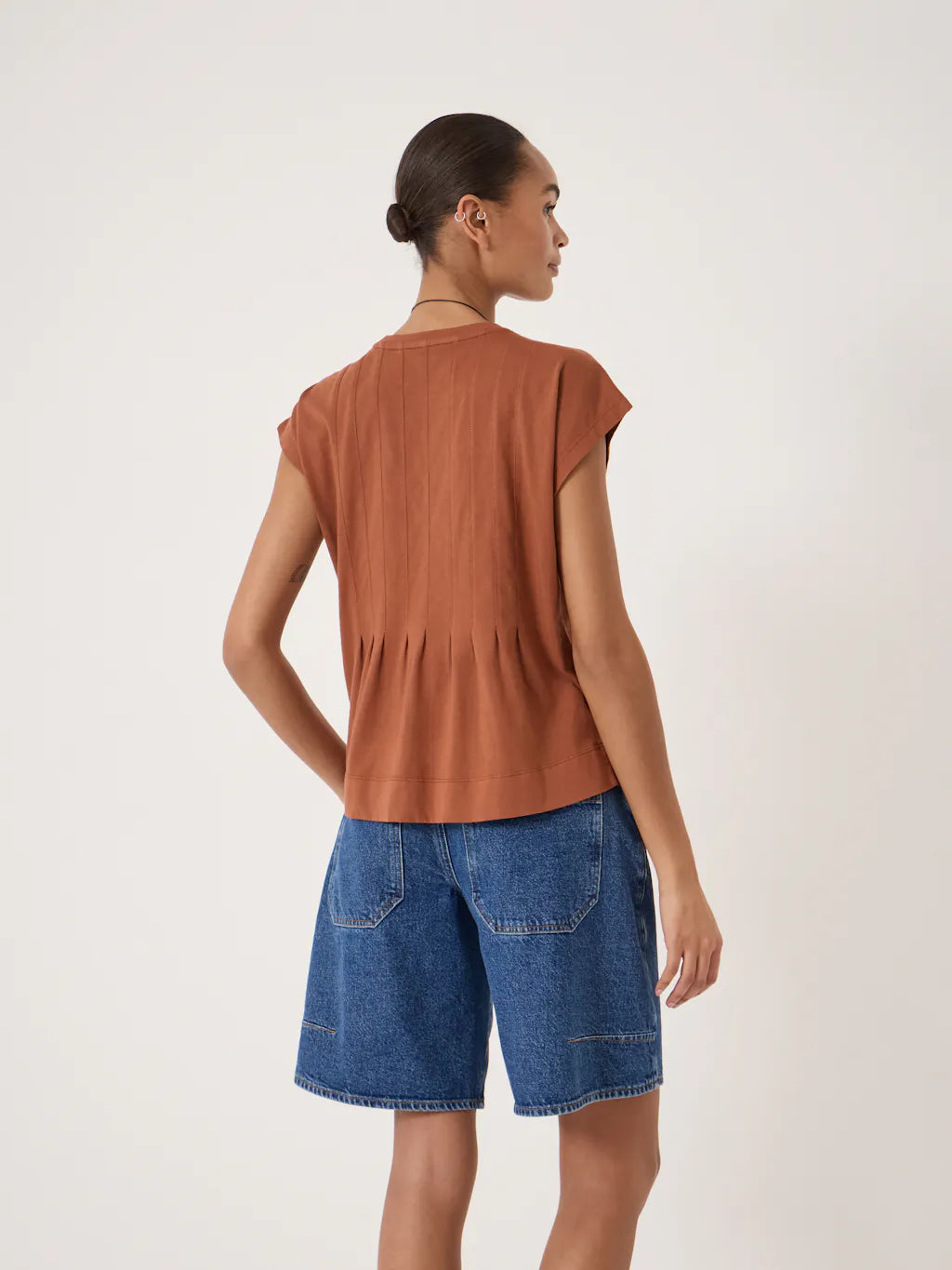 Ellery Pleat Release T-Shirt - Terracotta Brown