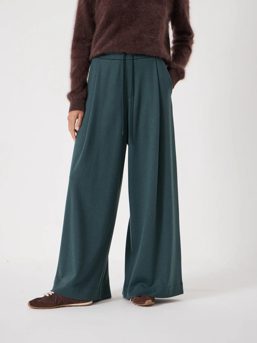 Taylor Wide Leg Trousers - Teal Green