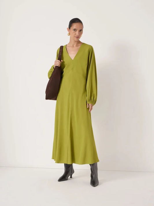 Olive green midi dress