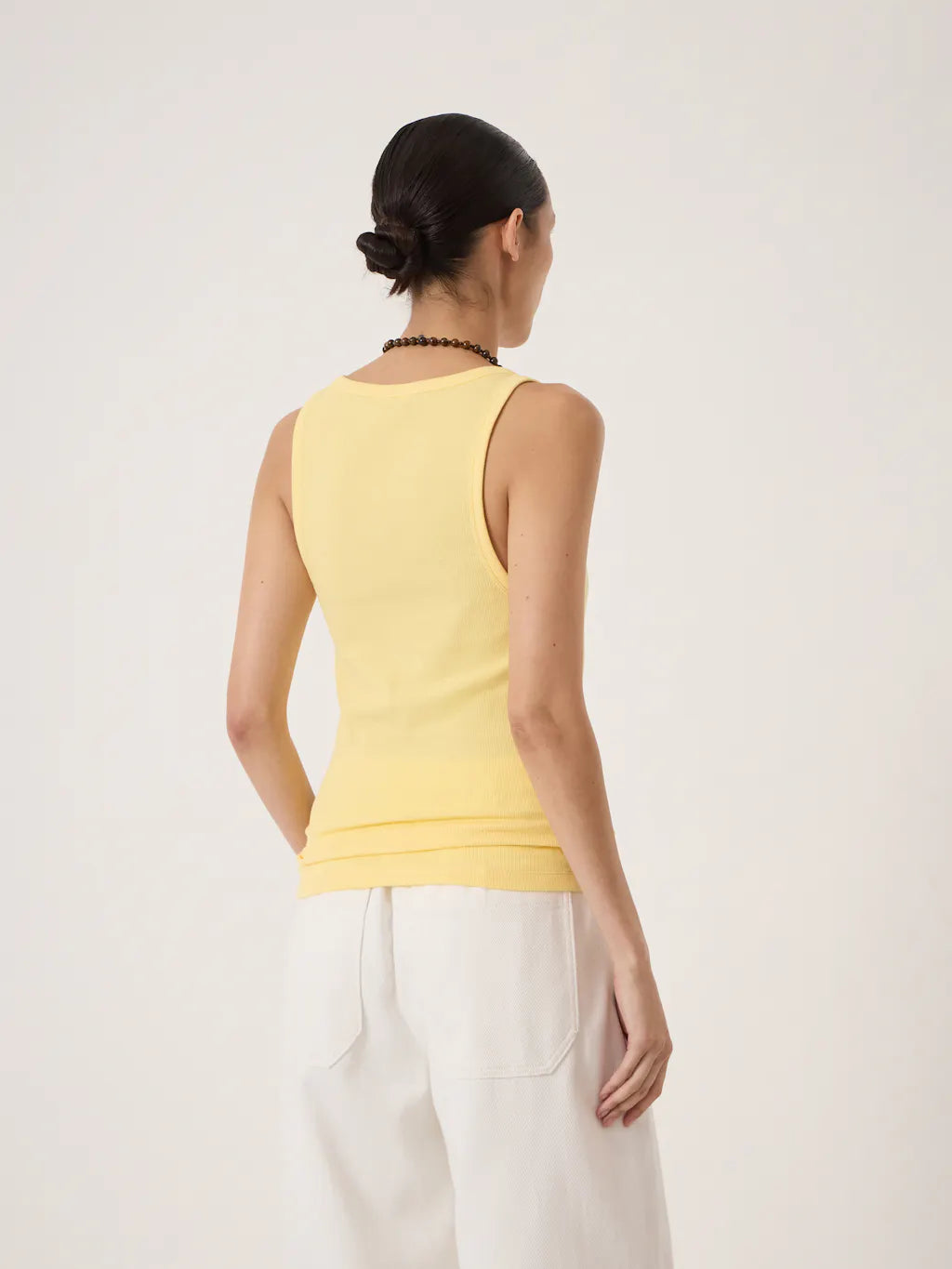 Scoop Neck Ribbed Vest - Soft Yellow