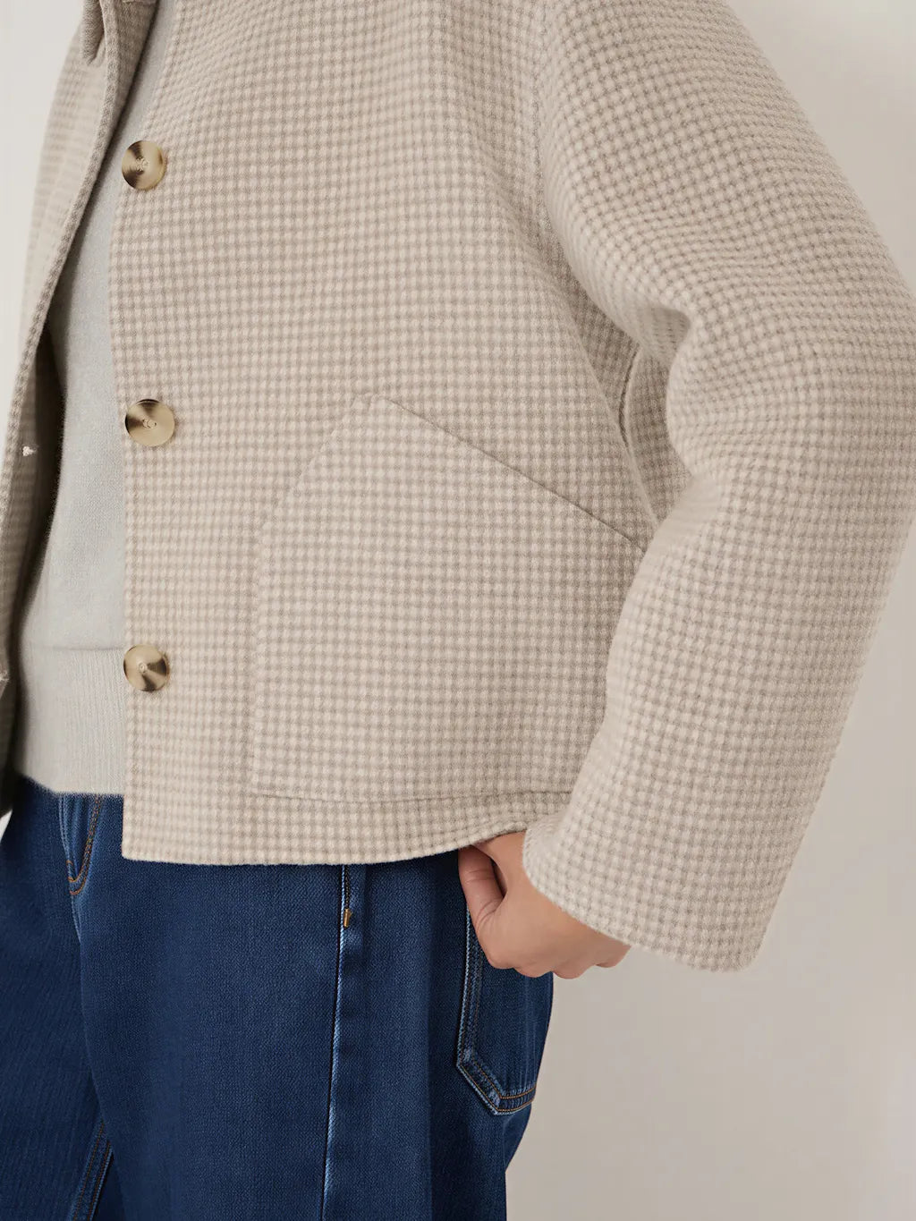 Checked Double Faced Jacket - Oatmeal