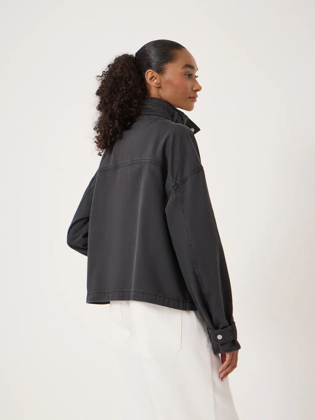 Melinda Supersoft Funnel Neck Jacket - Washed Black