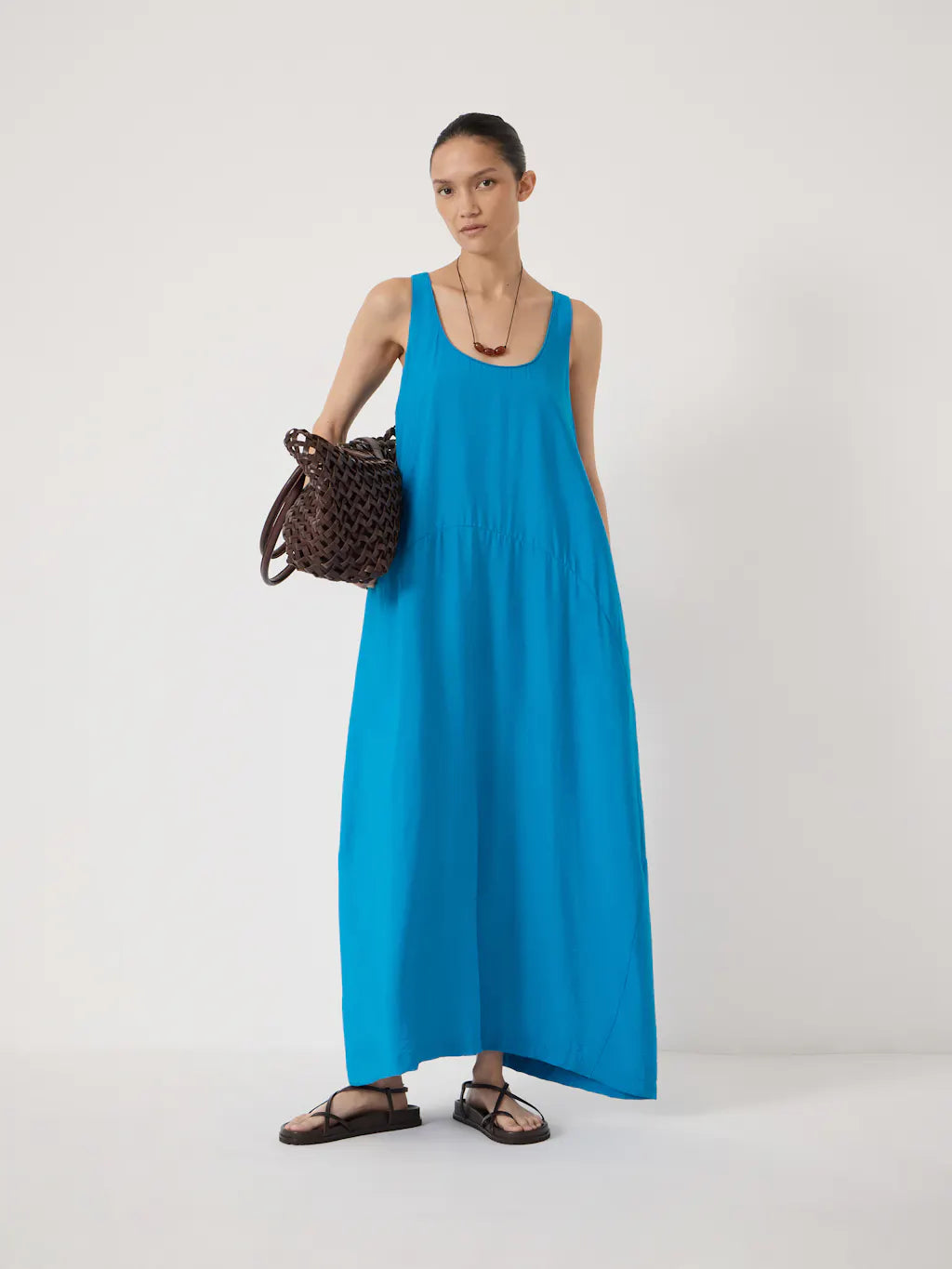 Bright blue maxi dress.