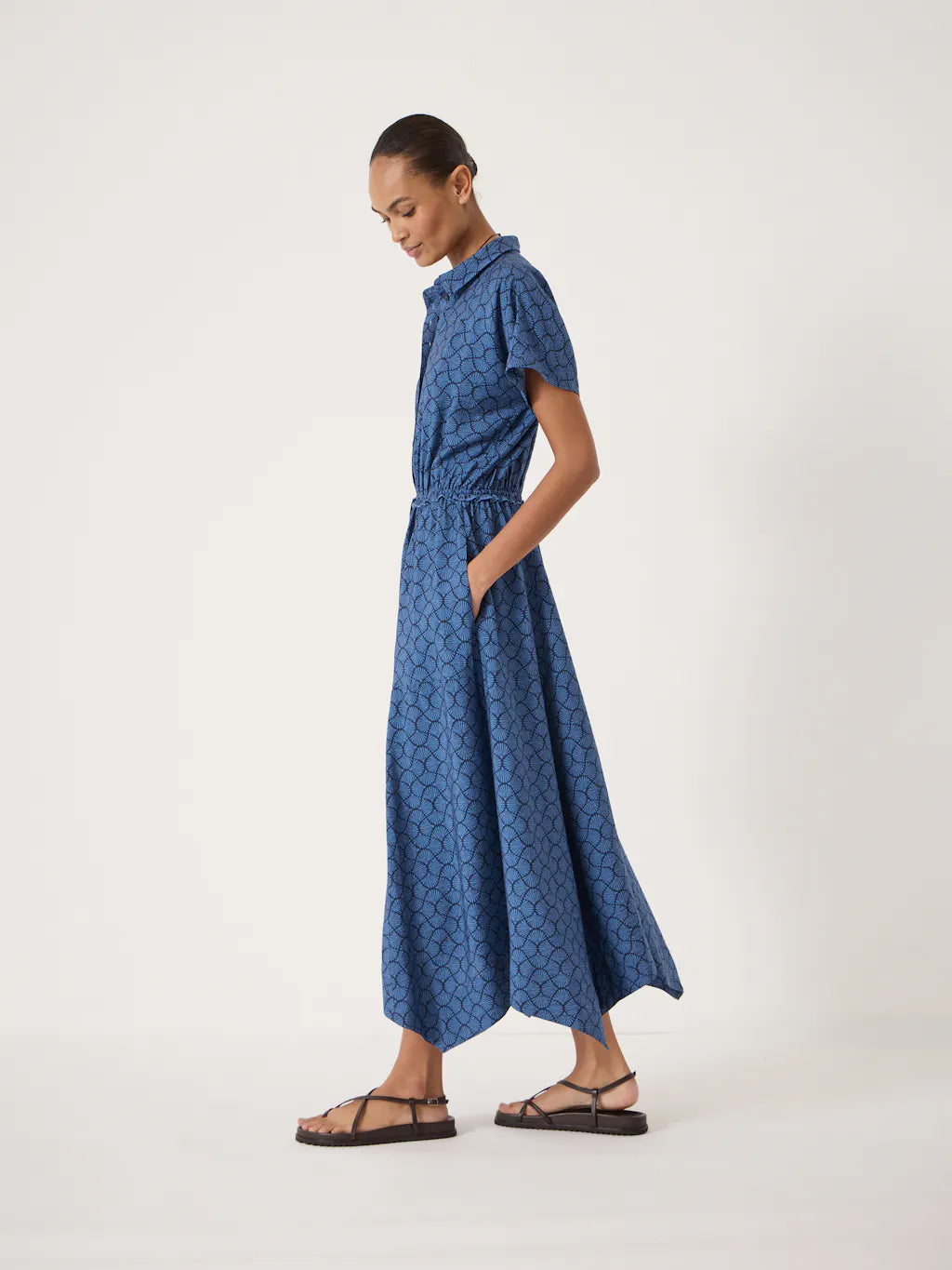 Lila Short Sleeve Hanky Hem Dress - Seashell