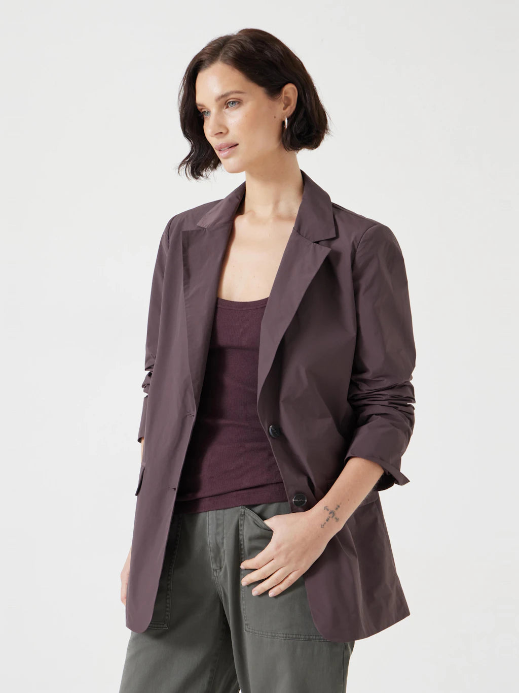 Soft brown lined blazer.