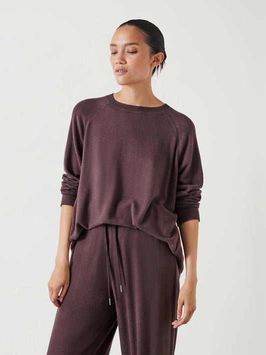 Dark chocolate loungewear top.