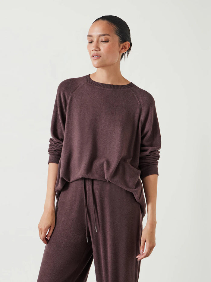Dark chocolate loungewear top.