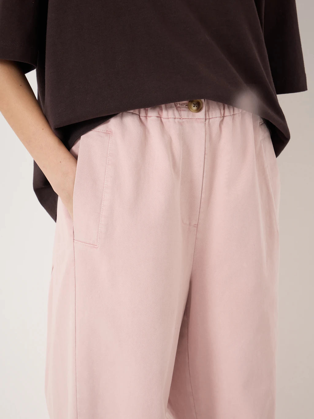Jack Barrel Leg Pull On Trousers - Pale Pink