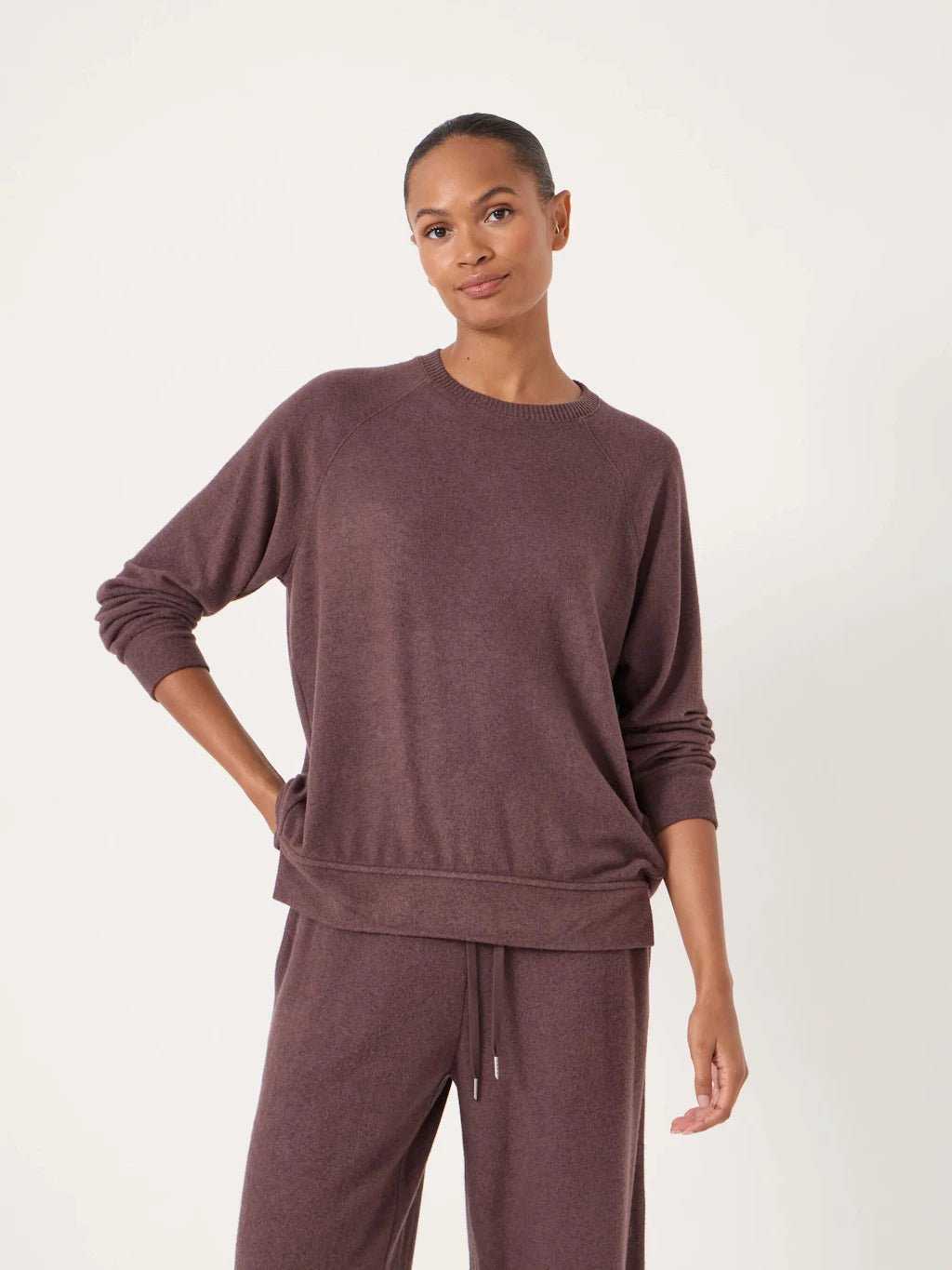 Elle Supersoft Raglan Top - Chocolate Melange