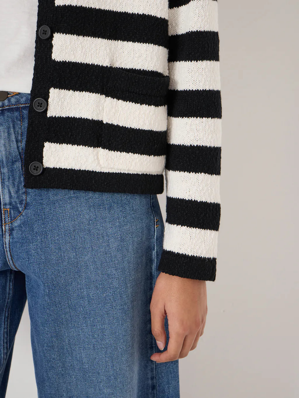 Tess Textured Cotton Blend Cardigan - Black