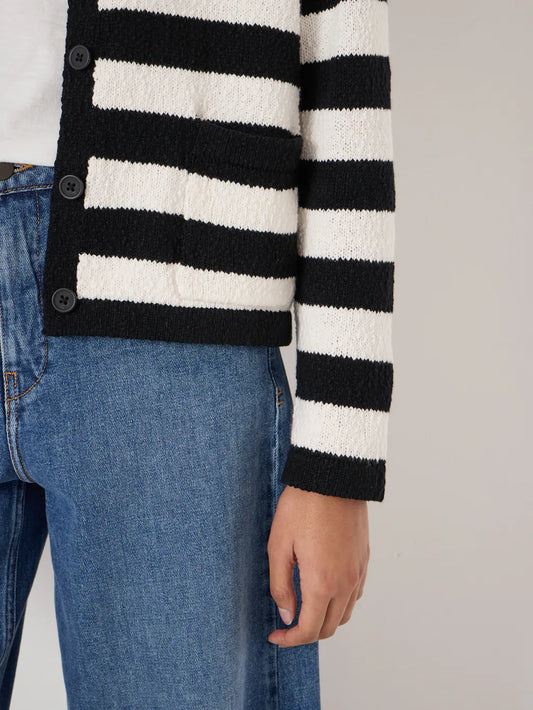 Tess Textured Cotton Blend Cardigan - Black