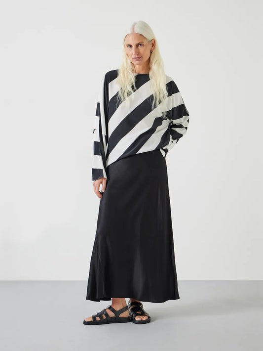Whitney Diagonal Oversized Stripe Top - Stripe Navy