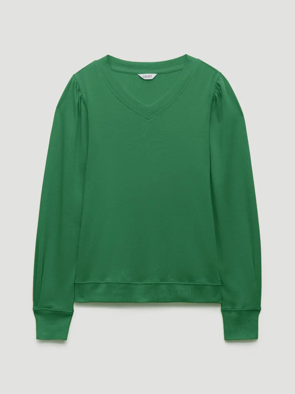 Green cotton v-neck top.
