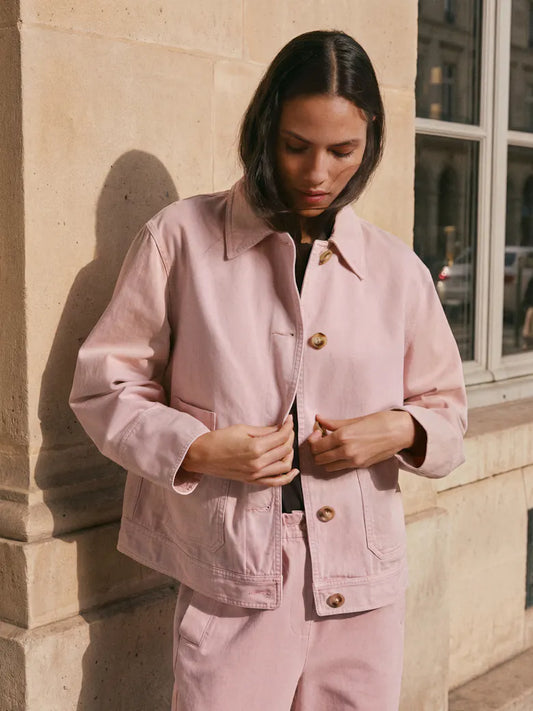 Pale pink cotton barn jacket