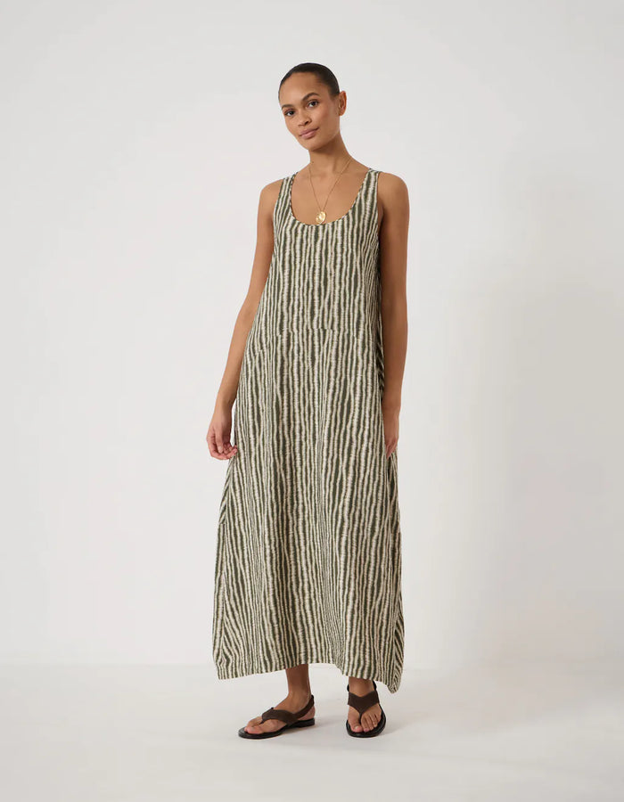 Liddie Air Flow Barrel Tank Dress - Blurred Lines/Green