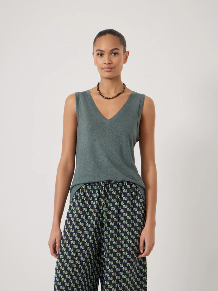 Soft sage linen vest top.
