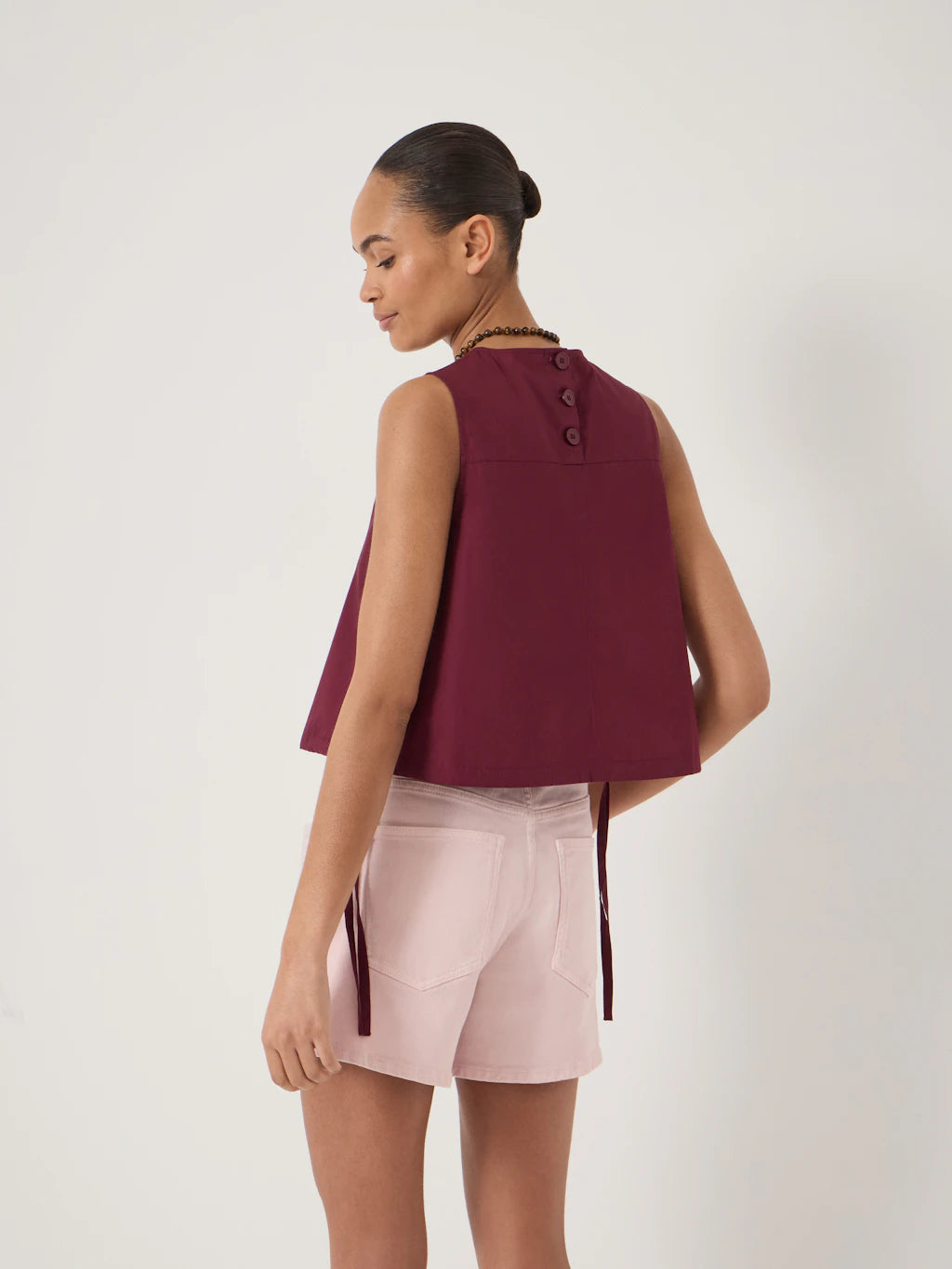 Ione Cotton Shell Top - Maroon Red