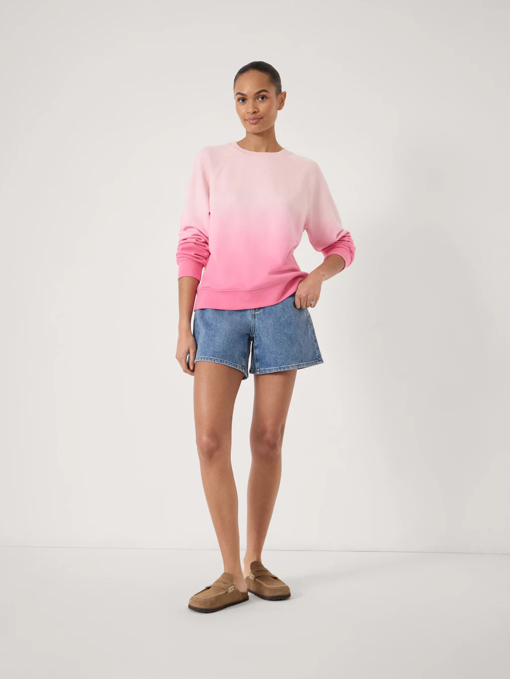 Aven Ombre Cotton Sweatshirt - Azalea Pink