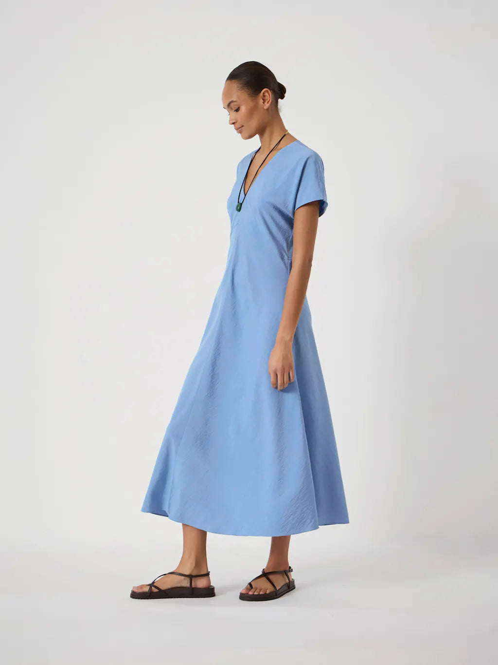 Grace Air Flow V-Neck Maxi Dress - Lake Blue