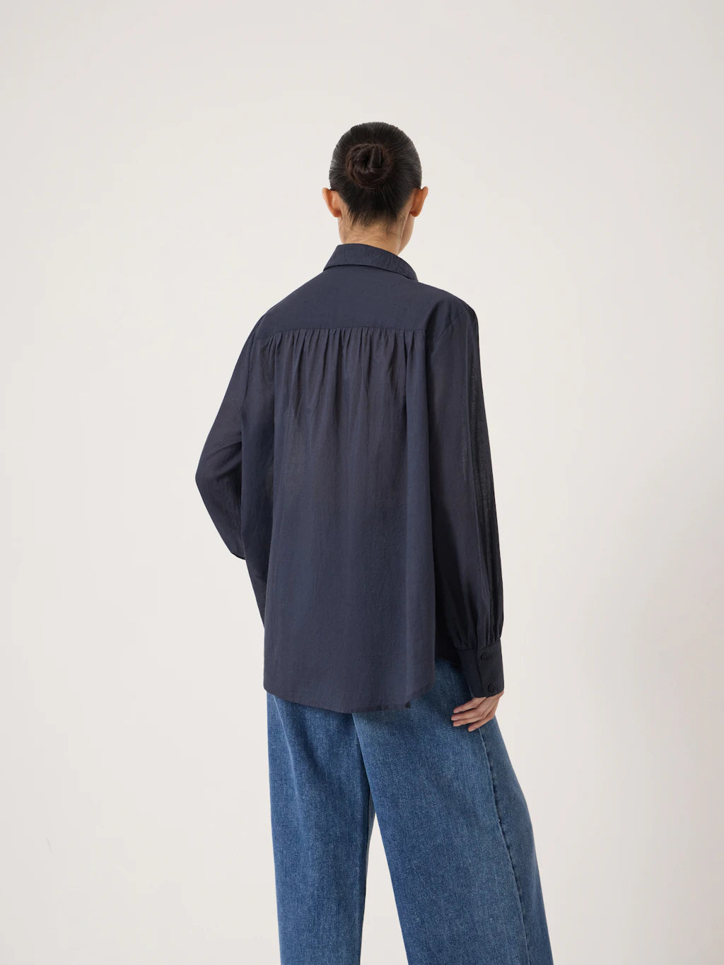 Dakota Cotton Voile Shirt - Navy