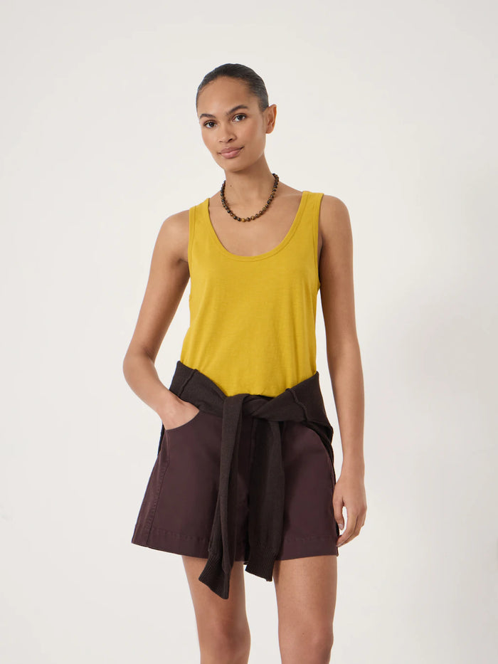 Golden yellow organic cotton tank top.