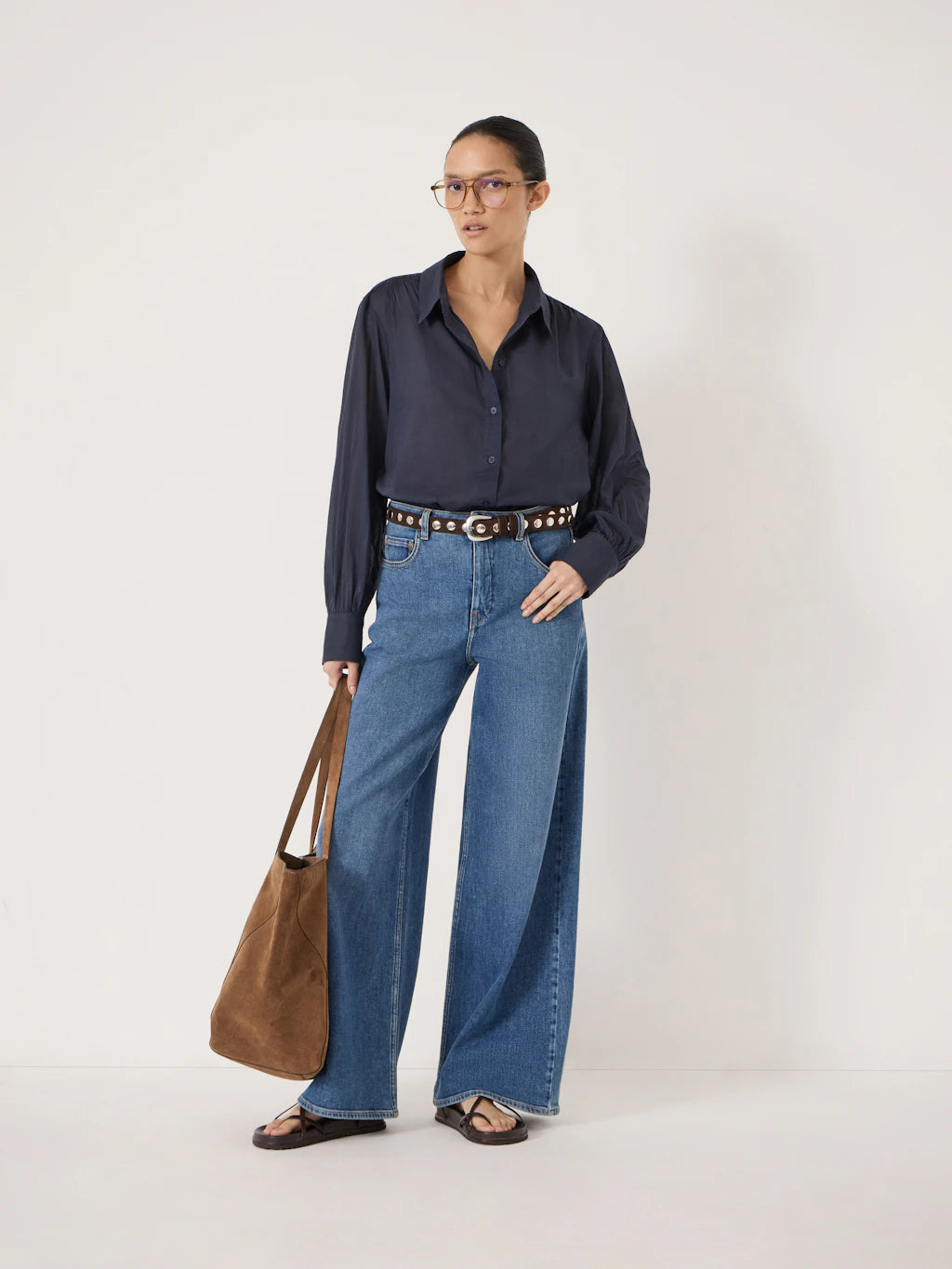 Dakota Cotton Voile Shirt - Navy