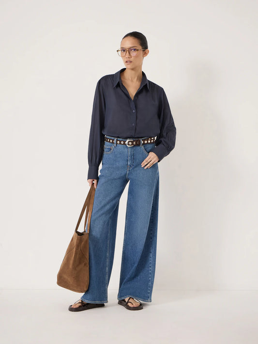 Dakota Cotton Voile Shirt - Navy