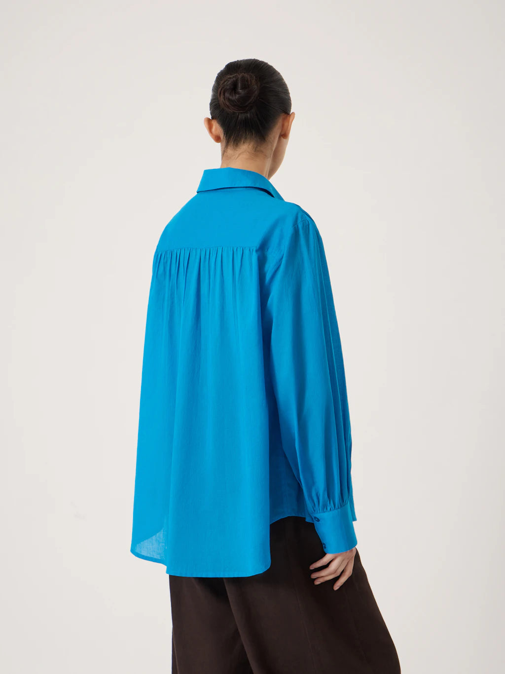 Dakota Cotton Voile Shirt - Aqua Blue