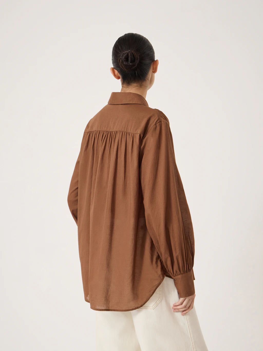 Dakota Cotton Voile Shirt - Cocoa Brown