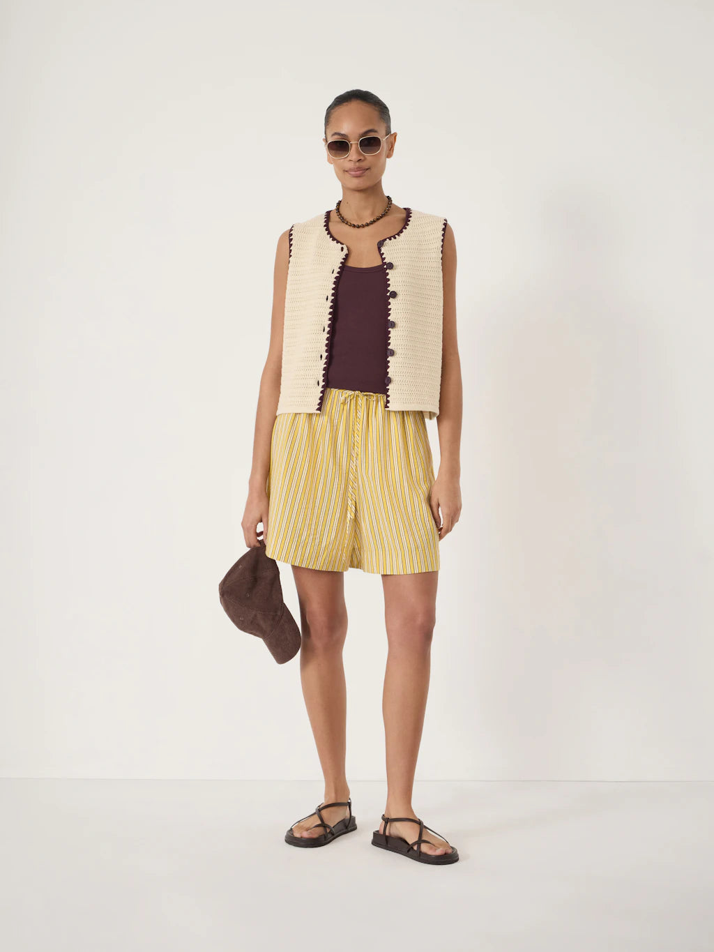 Wendy Stripe Relaxed Wide Shorts - Yellow