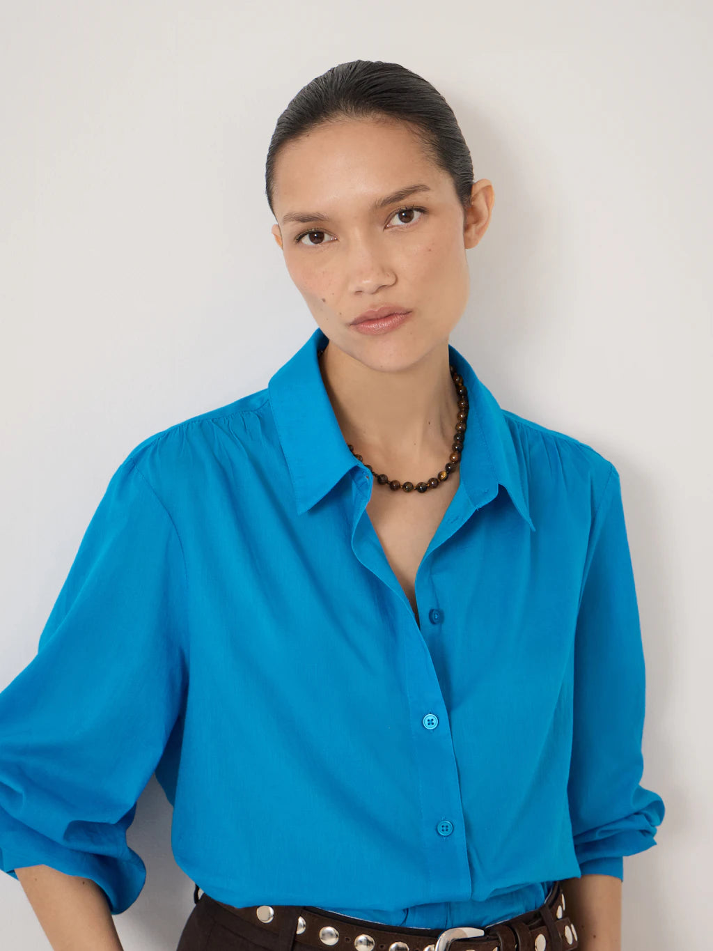 Dakota Cotton Voile Shirt - Aqua Blue