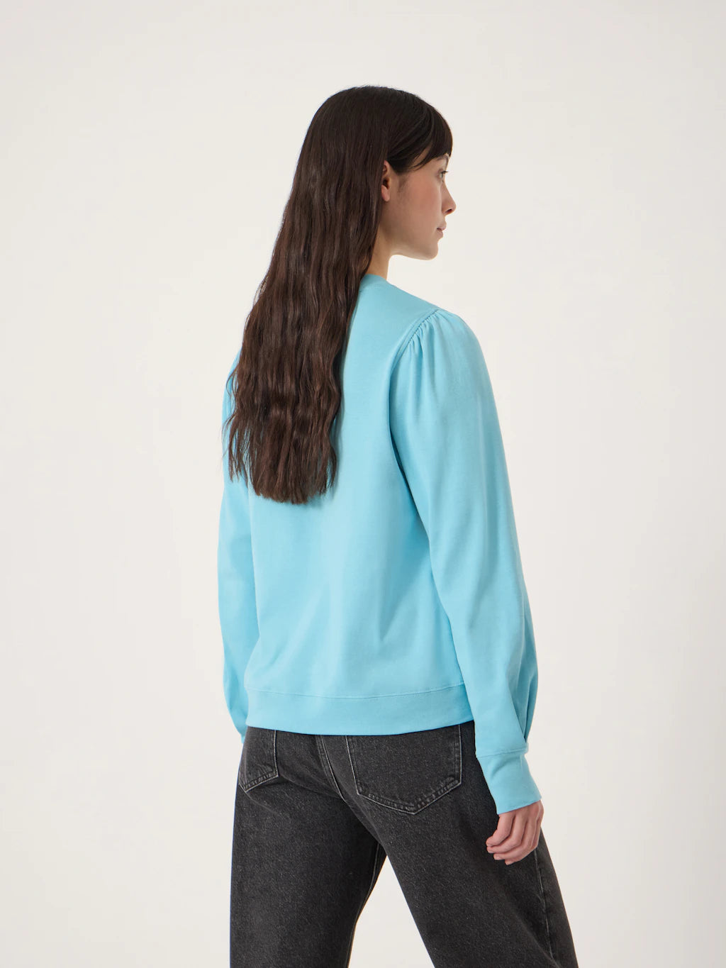 Emily V-Neck Puff Sleeve Top - Cabana Blue