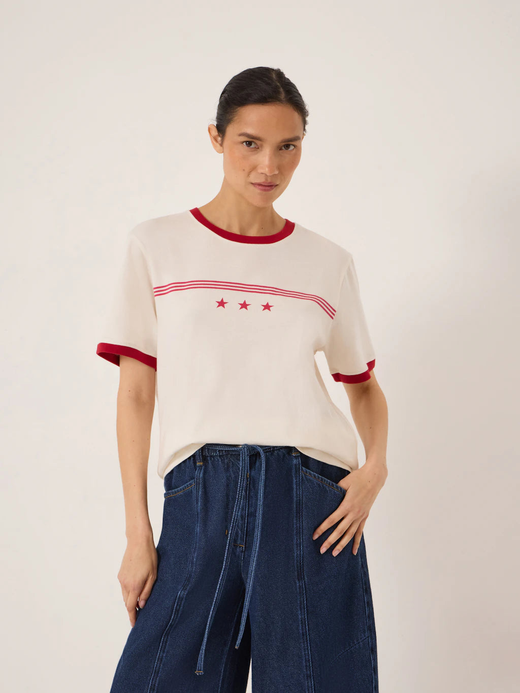 Star Ringer Slim T-Shirt - Off White