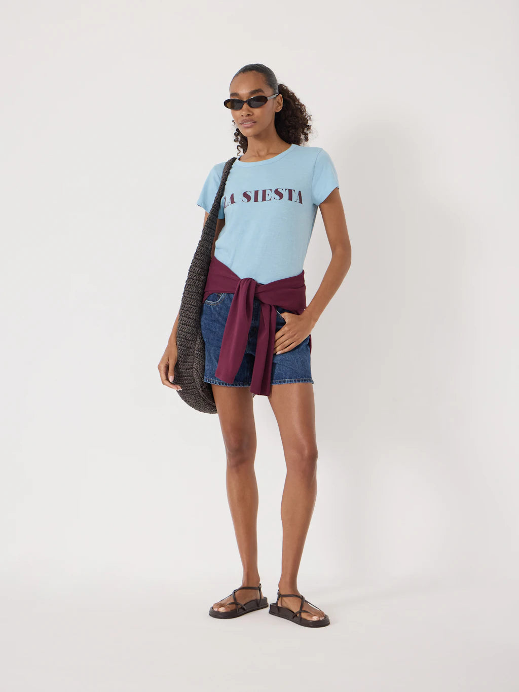 La Siesta Graphic Slub T-Shirt - Soft Blue