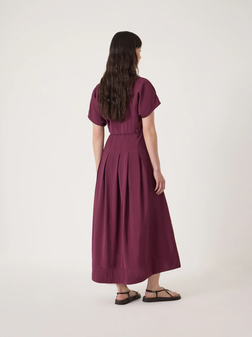 Bronte Pleated Midi Dress - Wine Red