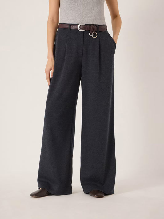 Charcoal marl wide leg jersey trousers.