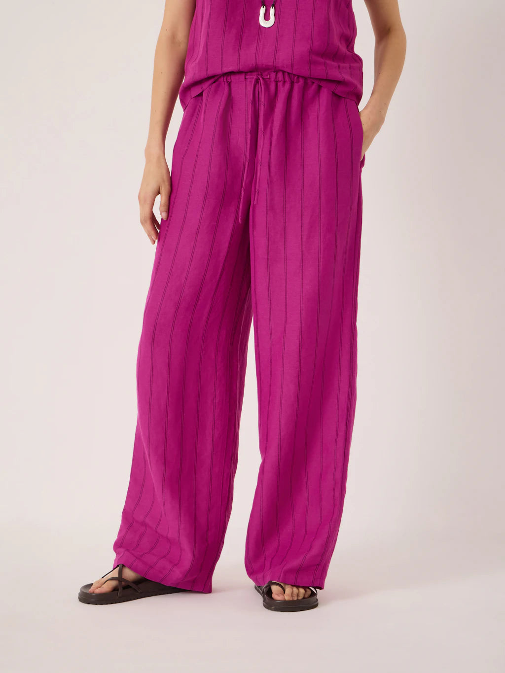 Aderyn Stripe Linen Blend Trousers