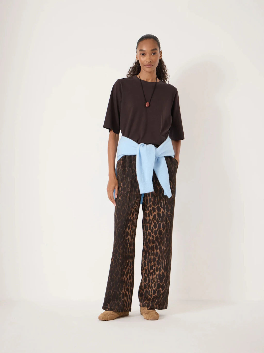 Dark leopard print joggers.