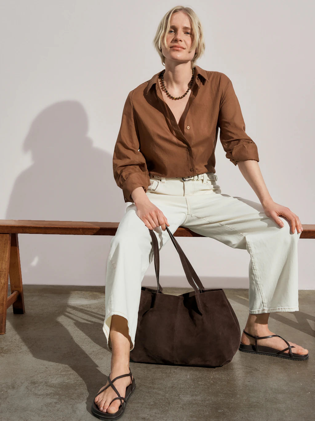 Cocoa voile shirt with long sleeves.
