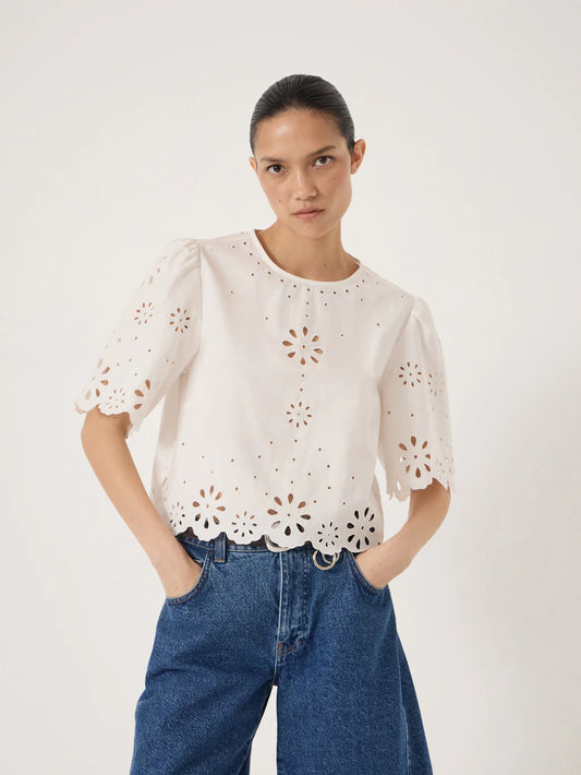 Off white broderie anglaise blouse.