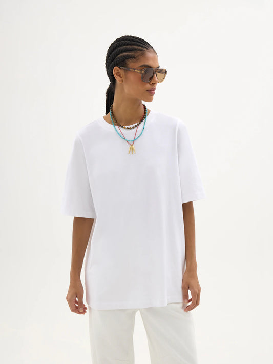 Longline white cotton t-shirt.