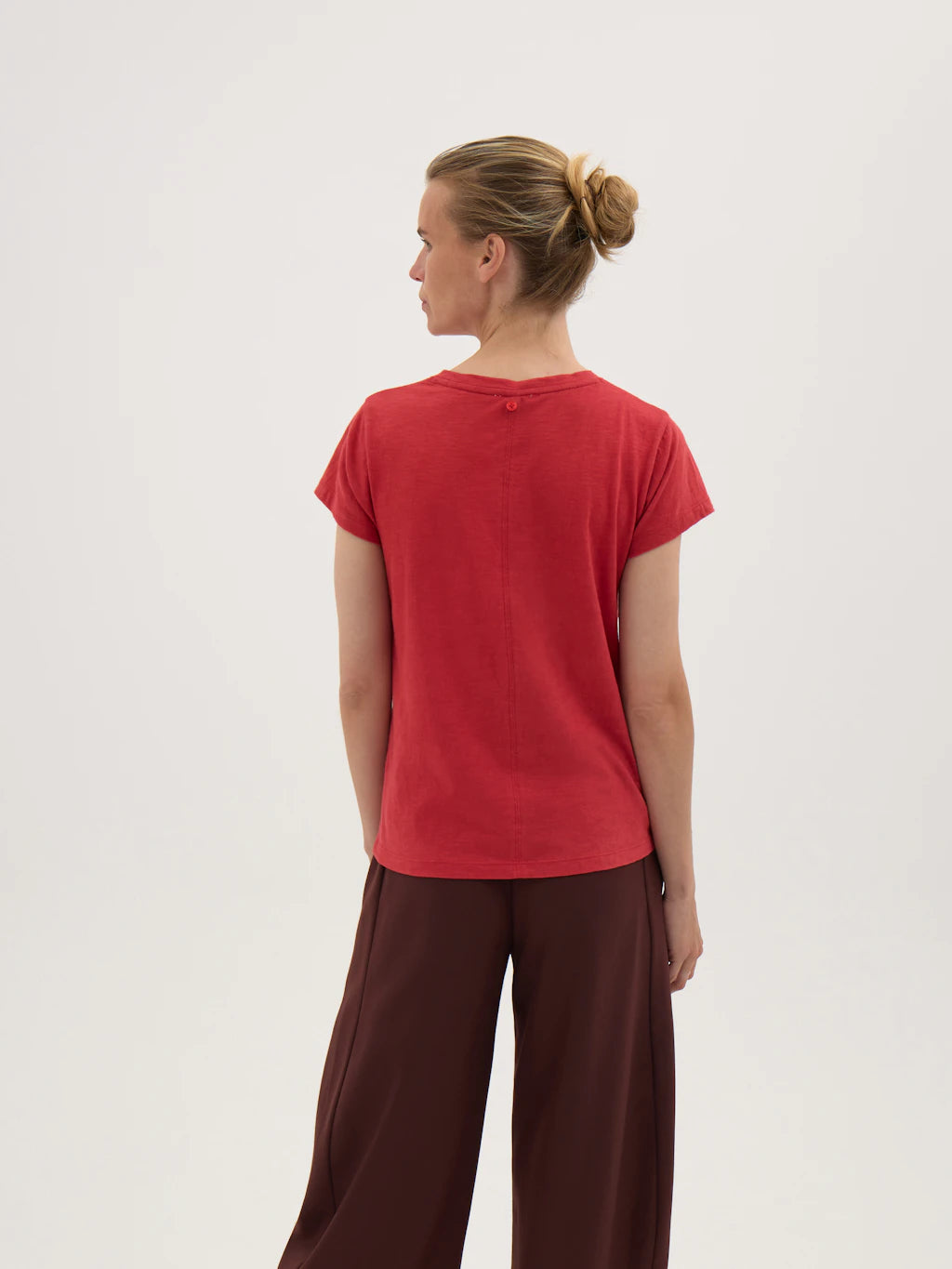 Minna Slim Fit Slub T-Shirt with Scarf - Dusty Red